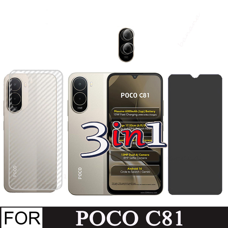 Redmi A7 A7 Pro A5 Poco C85X C81X C71 Vidro Temperado 3 Em 1 | Protetor De Tela Frontal + Filme Traseiro + Lente De Câme