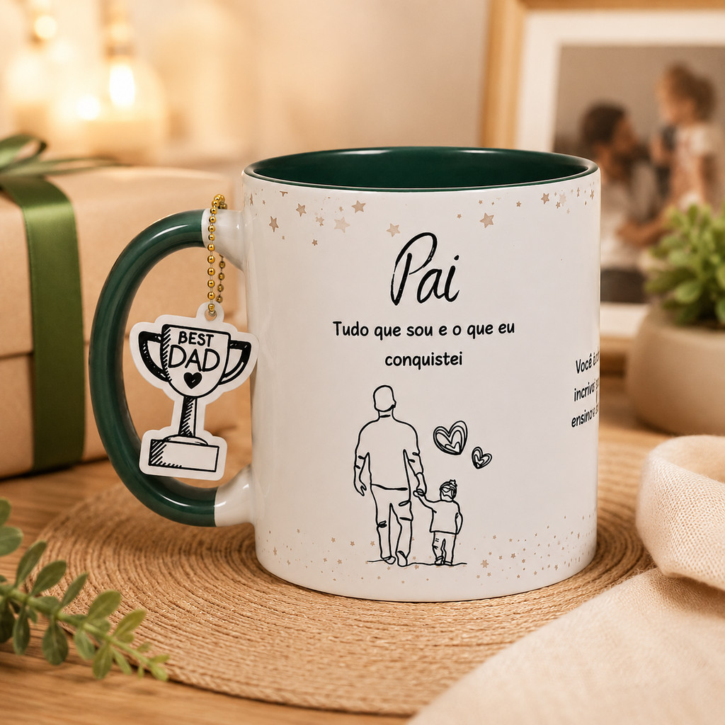 Caneca Pai meu Maior Exemplo com Tag e Caixa