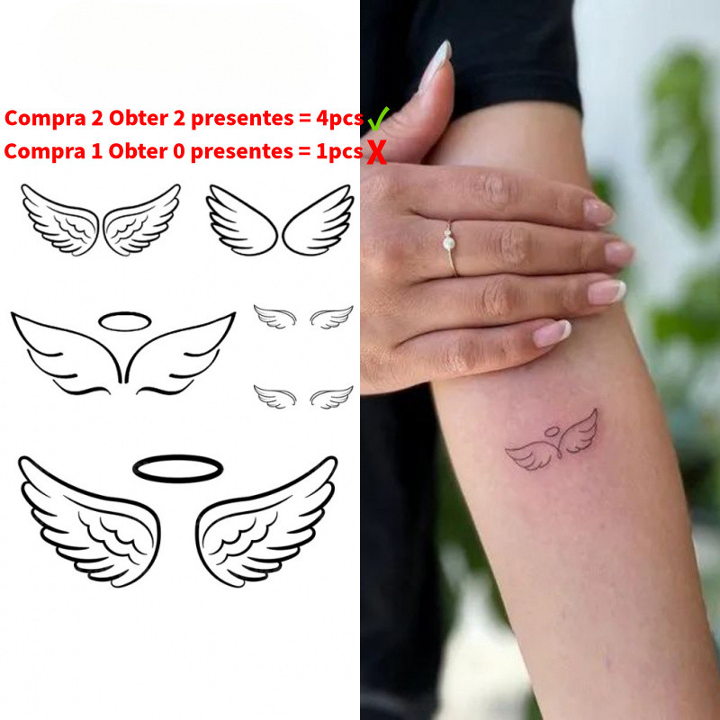 Tatuagem Temporária de Asas de Anjo, Dura Até 15 Dias, Nova Tecnologia Mágica, Adesivo Semi-Permanente à Prova d'Água, A