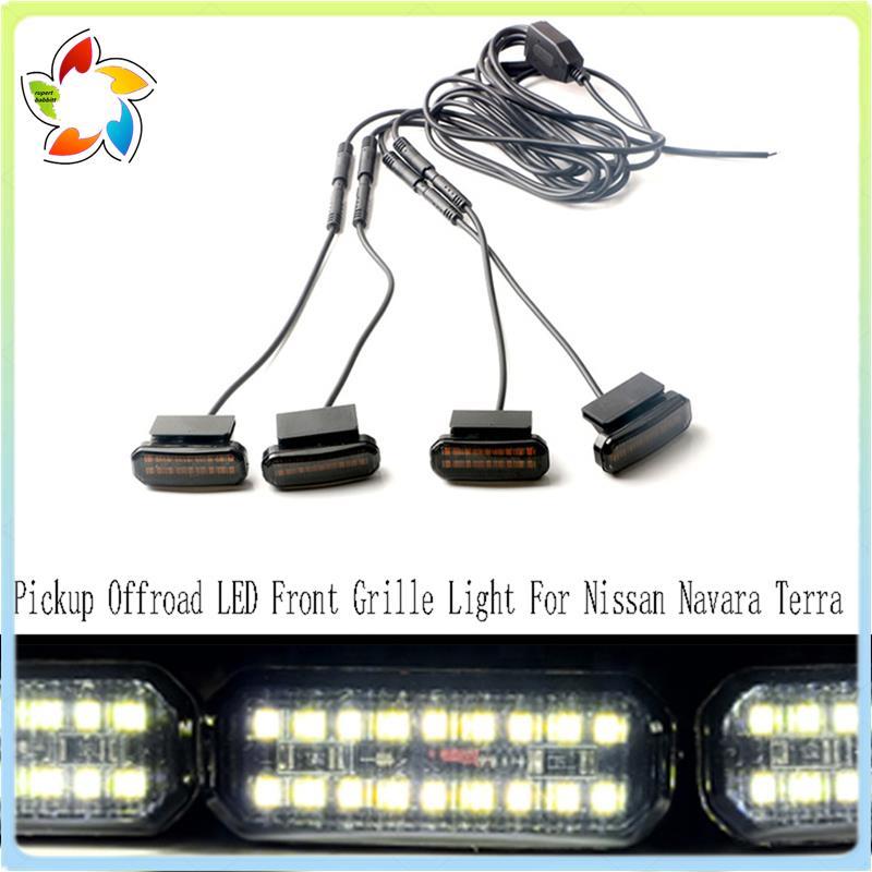 Para Navara Terra Carro LED Grade Dianteira Luz Captador Offroad De Circulação Diurna Roda Sobrancelha Lâmpada Branca