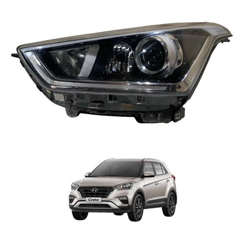 Farol Esquerdo Com Globo Hyundai Creta 2017 A 2021 Esquerdo/motorista