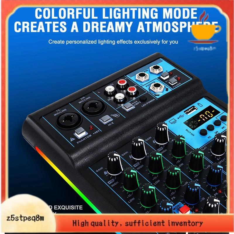 Console De Mixagem De Placa De Som RGB + Microfone Mixer De Áudio Profissional De 4 Canais Para Transmissão Ao Vivo Equi