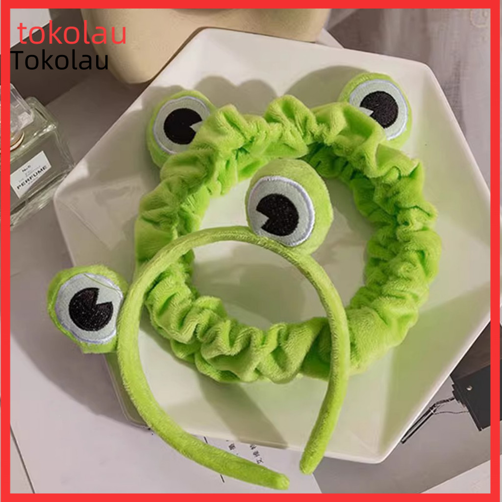 Anti-slip Hairband Makeup Removal Headband Soft Coral Velvet Women’s with Teeth Elastic Hair Hoop Cute Cartoon Frog De