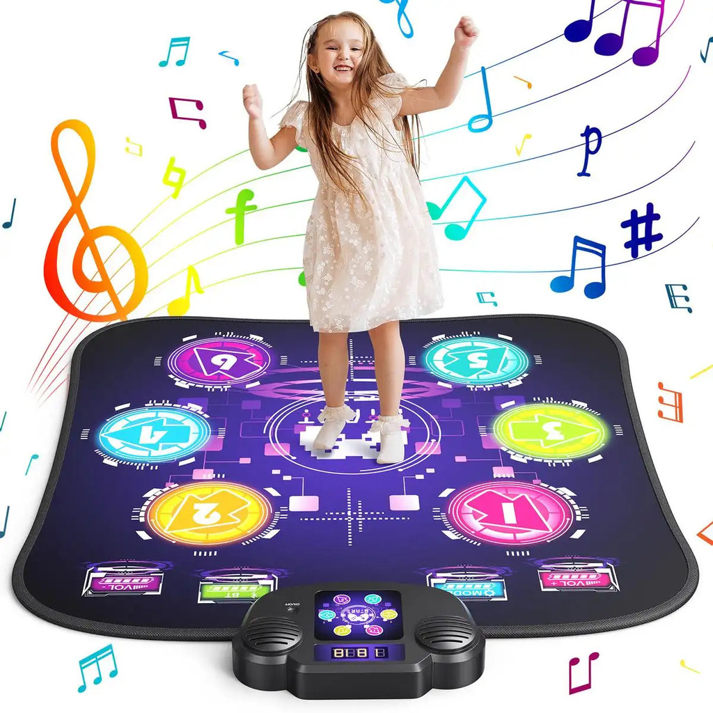 Tapete de dança eletrônico Bluetooth MerachDanceMat com luzes, 6/8 teclas, música embutida, brinquedo de dança, presente