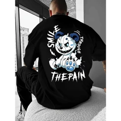 Camiseta Oversized Streetwear para o Verão - Modelo Solto com Estampa de Urso, Gola Redonda
