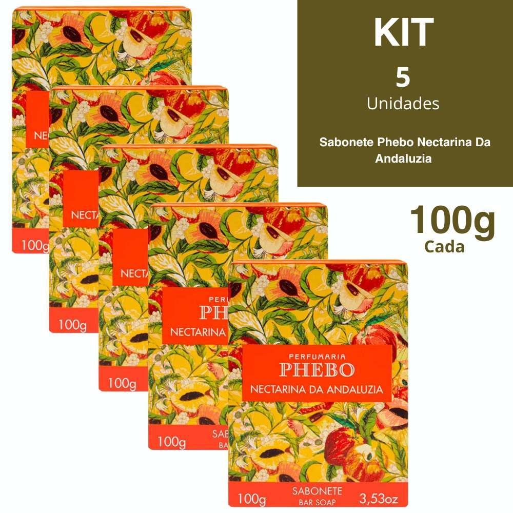 Kit 5 Sabonetes Phebo Nectarina Da Andaluzia Barra 100g Cada
