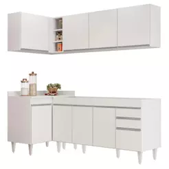 Armário de Cozinha Modulado de Canto Direito 4 Peças CP40 Balcão sem Tampo Branco - Lumil