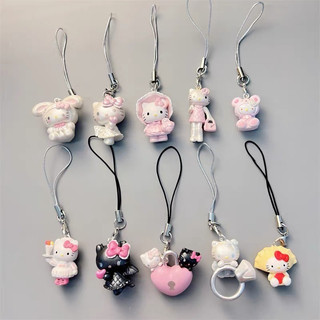 Correia para celular KT cat, estatueta artesanal de anjo, demônio, loli cat, pingente com fecho, acessório.