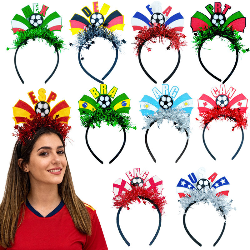 Tiara de torcedor da Copa do Mundo 2026 EUA-Canadá-México, tiara de seleção nacional, tiara de apoio para líderes de tor