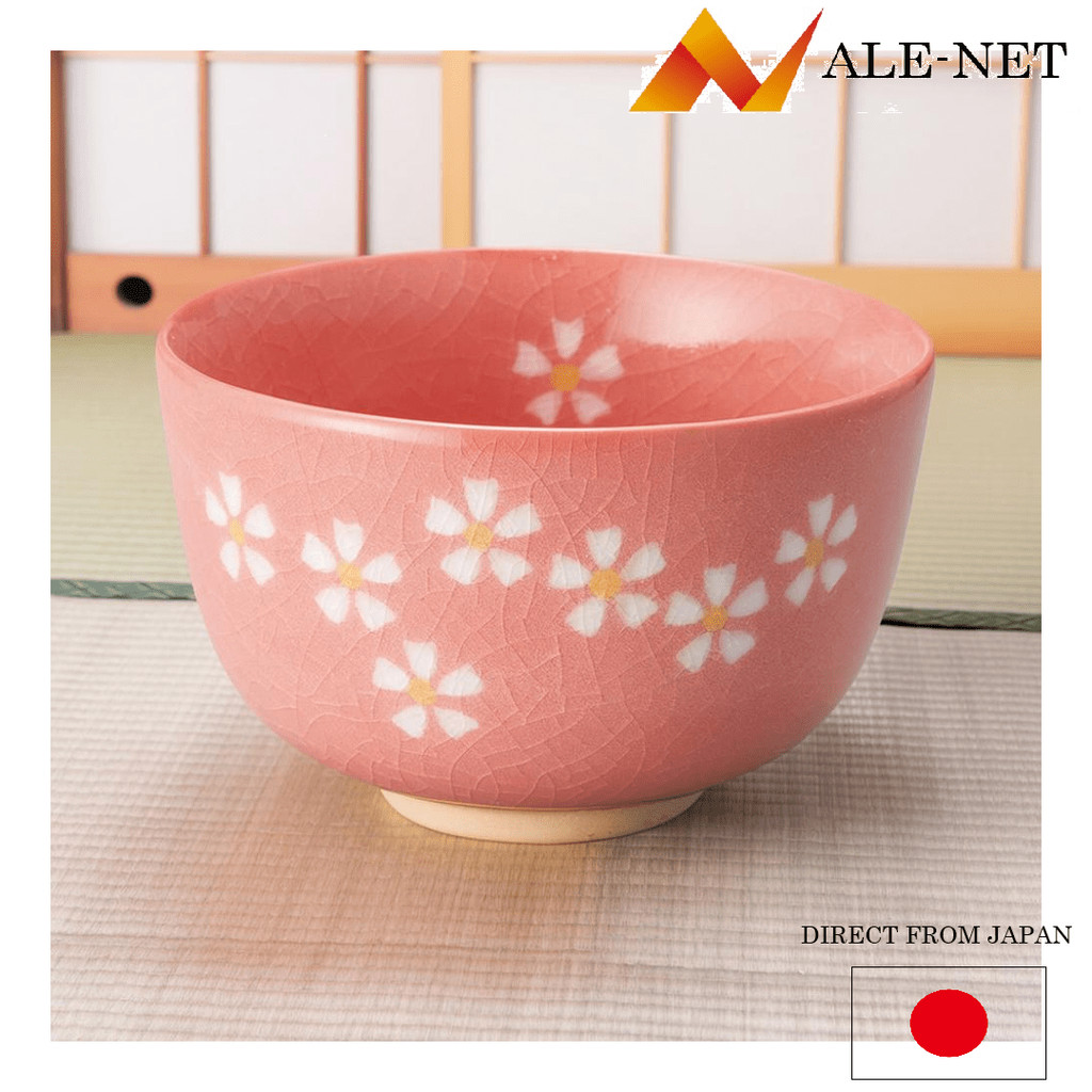 ALE-NET Matcha tea bowl, flower chirashi matcha bowl, ceramic, Mino ware, made in Japan 【Direto do Japão】