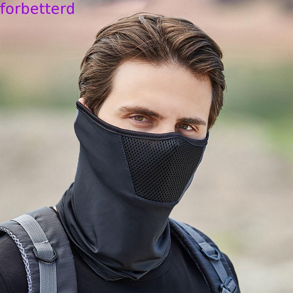 FORBETTERD Feminino Protetor Solar Véu Malha Cor Sólida Com Pescoço Aba Rosto Gini Máscara Ao Ar Livre Facial Seda Gelo