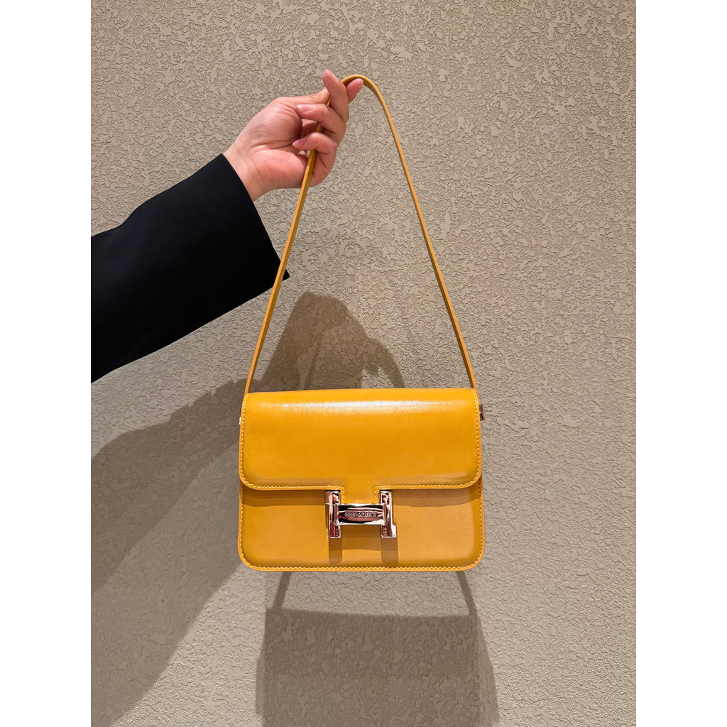 2026 Primavera Verão Novo Estilo Simples All-Match Pequena Bolsa Quadrada Feminina Couro Genuíno H Fivela Luz Bolsa Mens