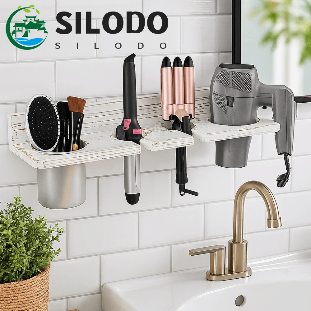 Suporte Para Secador De Cabelo SILODO , Cabide Montado Na Parede Com Economia De Espaço , Elegante Ventilador De Banheir