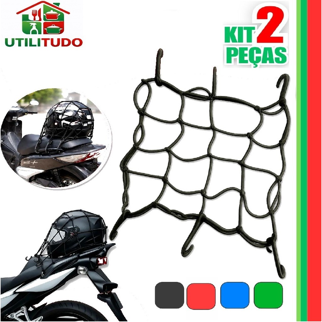 2 Rede Elástica de moto Aranha de moto Motocicleta Capacete 30x30 escolha a cor de preferência