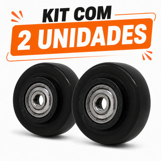 Kit 2 Rodas Rodinhas Avulsas PVC Preto 2 Pol 50mm Rolamento Duplo Carga Leve Média Móveis Reposição Rodízio Ajax
