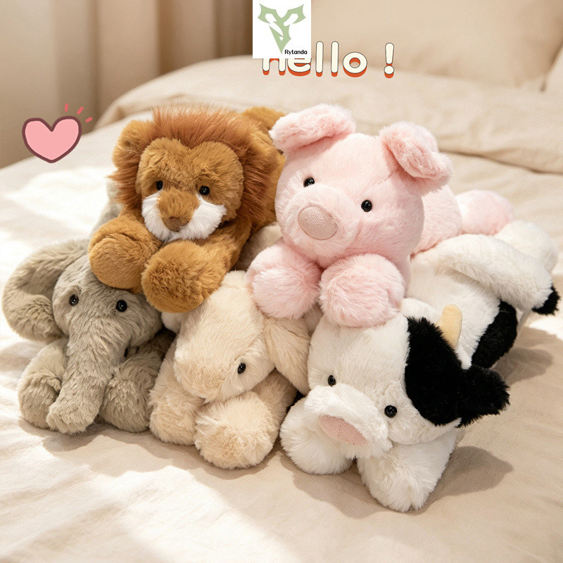 Rytanda Coelho Porco Vaca Leão Elefante Brinquedo De Pelúcia Simulação Fofa Pato Amarelo Boneca Animal Macia Almofada De