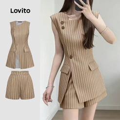 Lovito Elegantes Tops ou Bottoms Listras Simples Tops ou Bottoms de Primavera/verão para Mulheres L190ED300