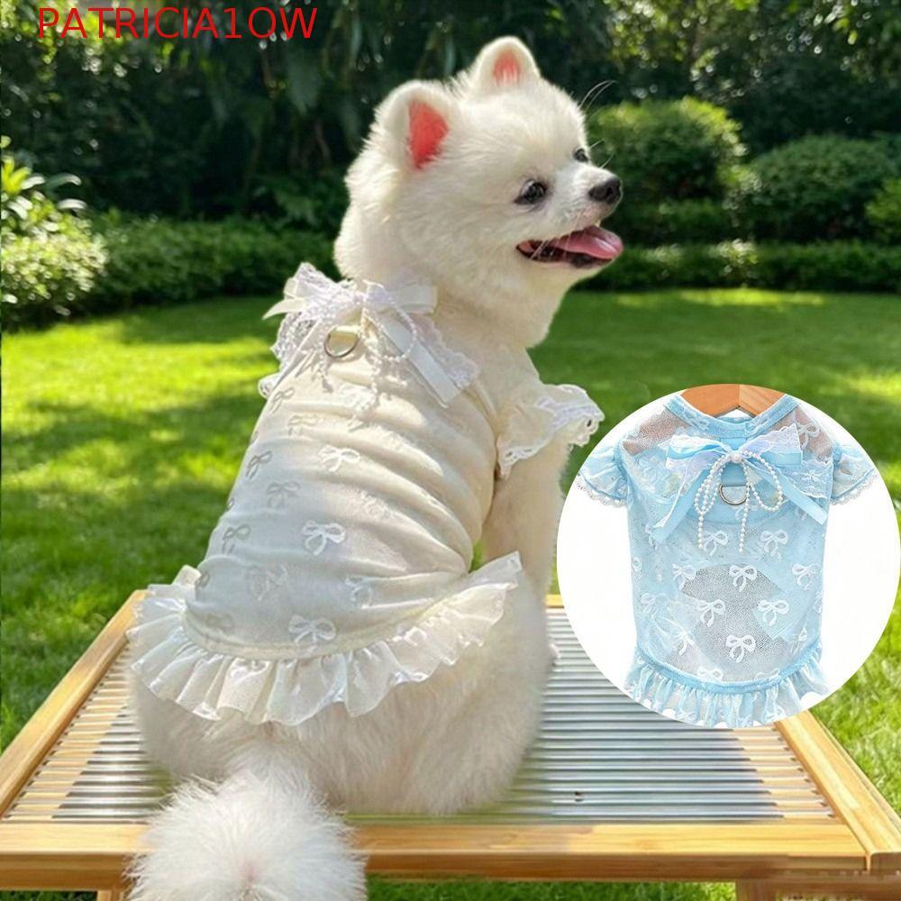 PATRICIA1OW Colete Anti-Mosquito Para Cachorro , Decoração De Laço Macio Vazado , Roupas Animais De Estimação , Vestido