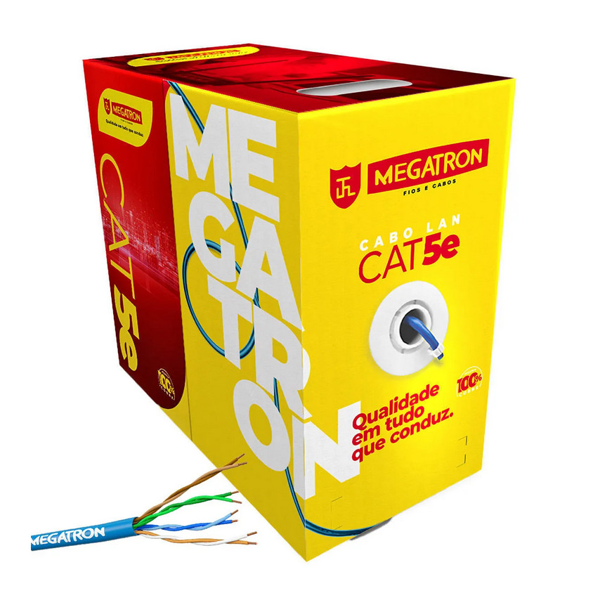 KIT 305M CABO LAN REDE CAT5E 100% COBRE AZUL ANATEL MEGATRON