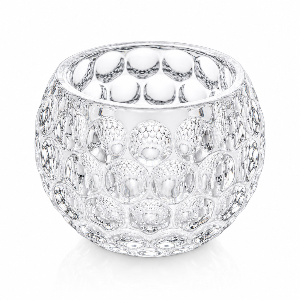 Porta Velas de Vidro Cristal Bolhas  Castiçal  De Mesa Decoração 9,5cm  - Lyor