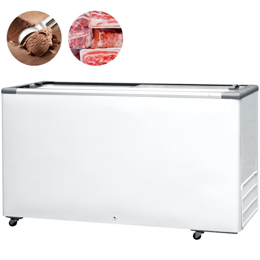 Freezer Horizontal 503 Litros Expositor de Congelados Com LED Tampa de Vidro HCEB503V Fricon
