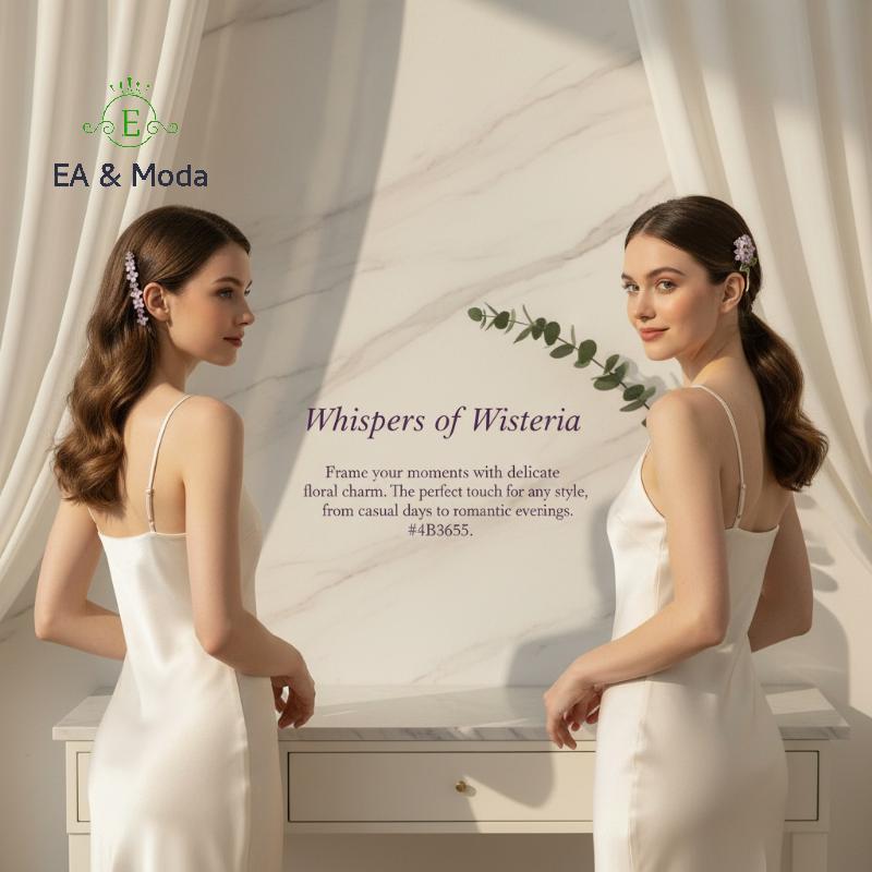 EA & Moda Conjunto De 2 Peças De Grampo De Cabelo Floral Romântico Para Mulheres Wisteria Bobby Pin Bangs Side Clip Perf
