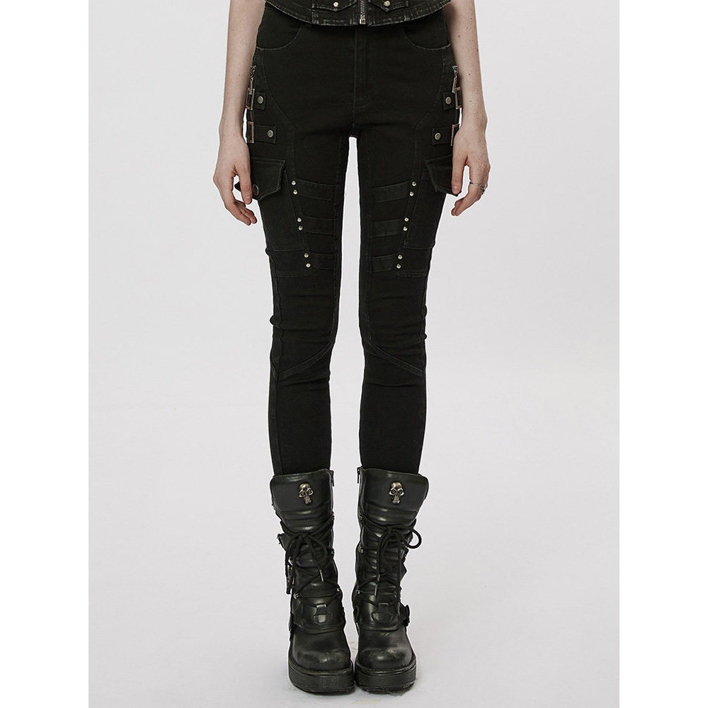 Punk magro jeans nicho Design sentido preto estiramento magro-ajuste calças magras mais magro olhar jeans feminino