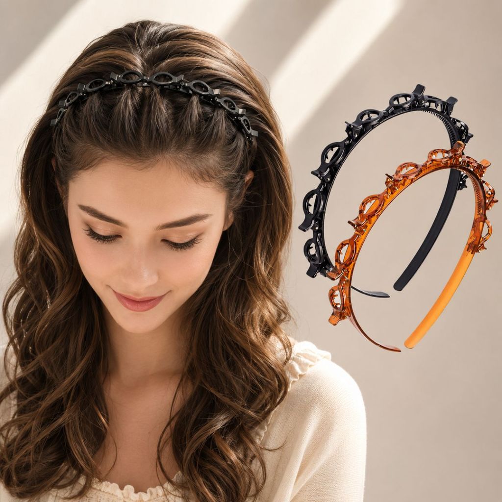 Tiara de Cabelo Trancada com Presilhas para Penteados