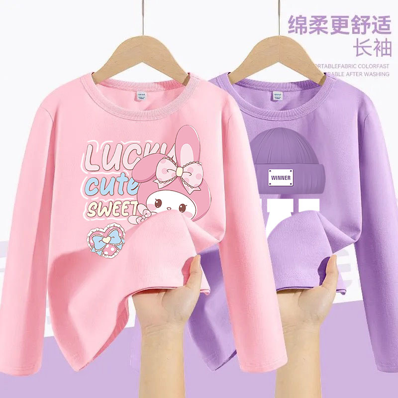 Crianças roupas primavera outono estilo manga comprida camiseta 2025 novo estilo meninas outono estilo ocidental solto t