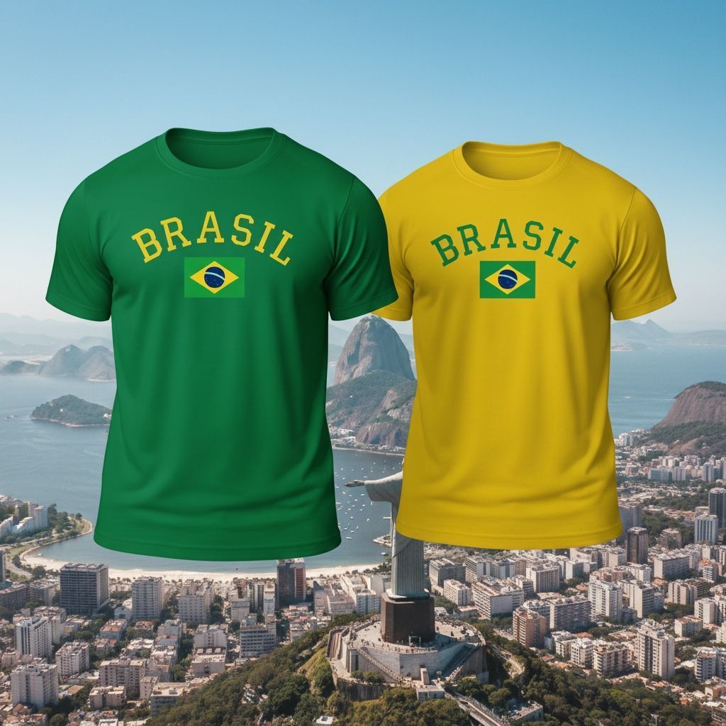 Kit 2 Camiseta Masculina Dry Fit Brasil Torcida Unissex Tecido Leve Brasil Copa Do Mundo 2026
