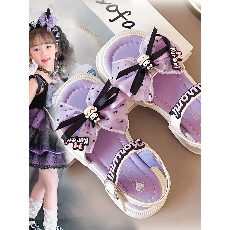 Meninas sandálias estilo feminino 2025 novo estilo crianças preto meninas sapatos de princesa de alto valor verão menina