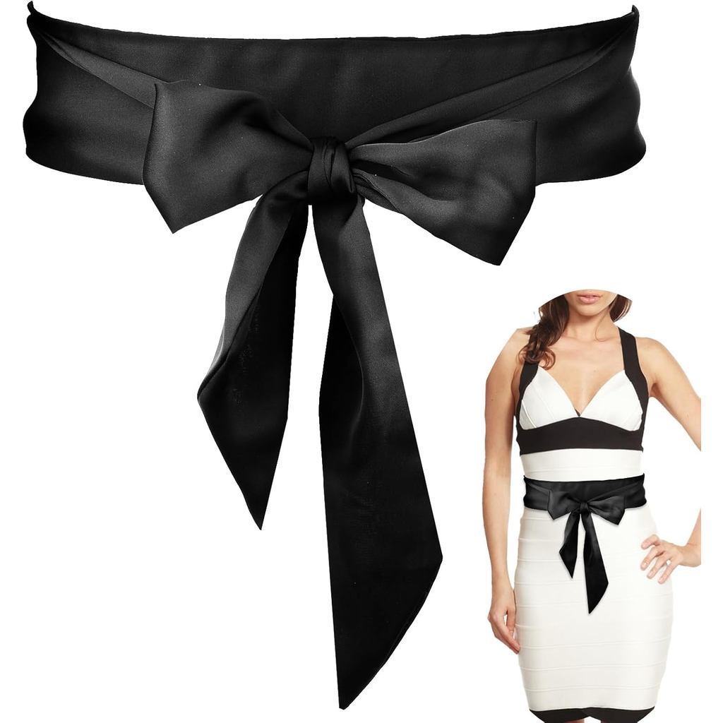 Sash Belt for Dresses Women Fabric Bridal Tie Long Wide Black Dress Waist Ladies Ribbon Bow for Party Bridesmaid