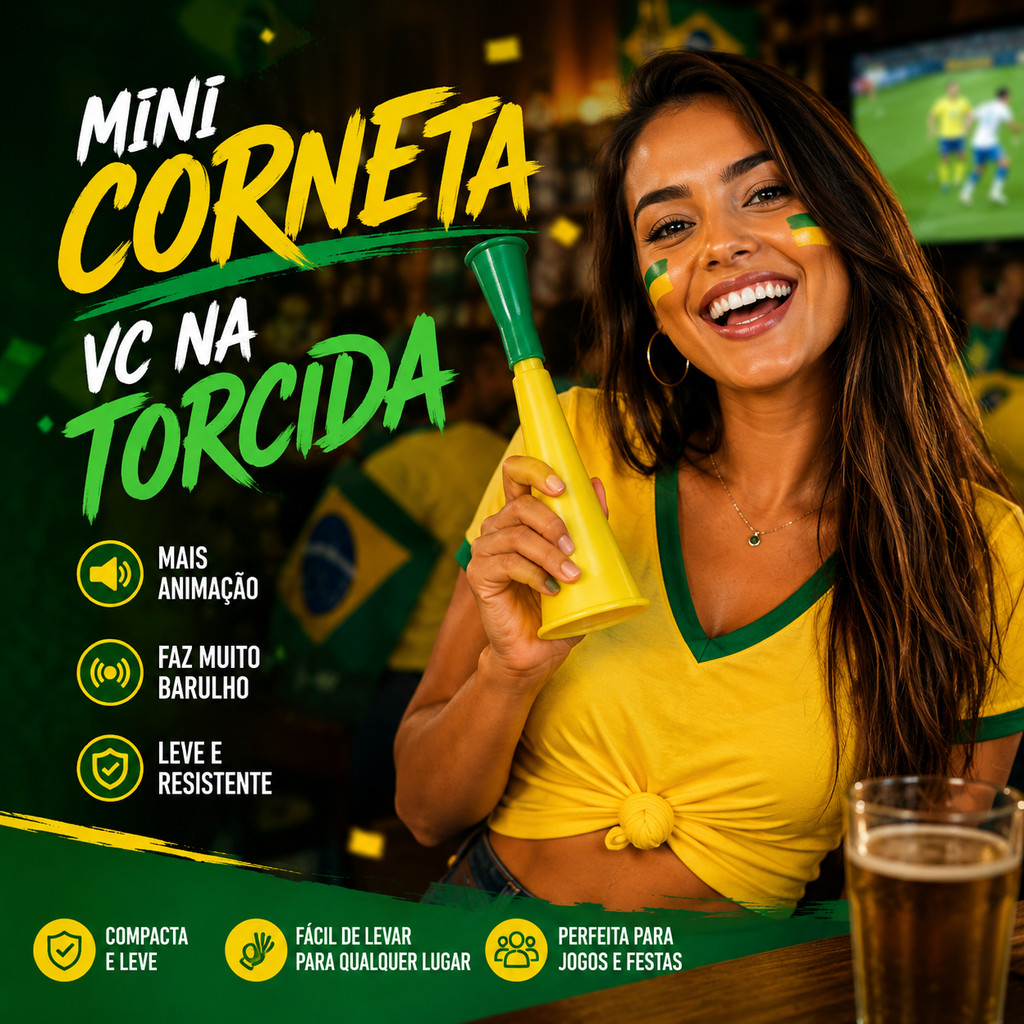 Corneta do Brasil Buzina Verde e Amarelo Festa Brasil Vuvuzela