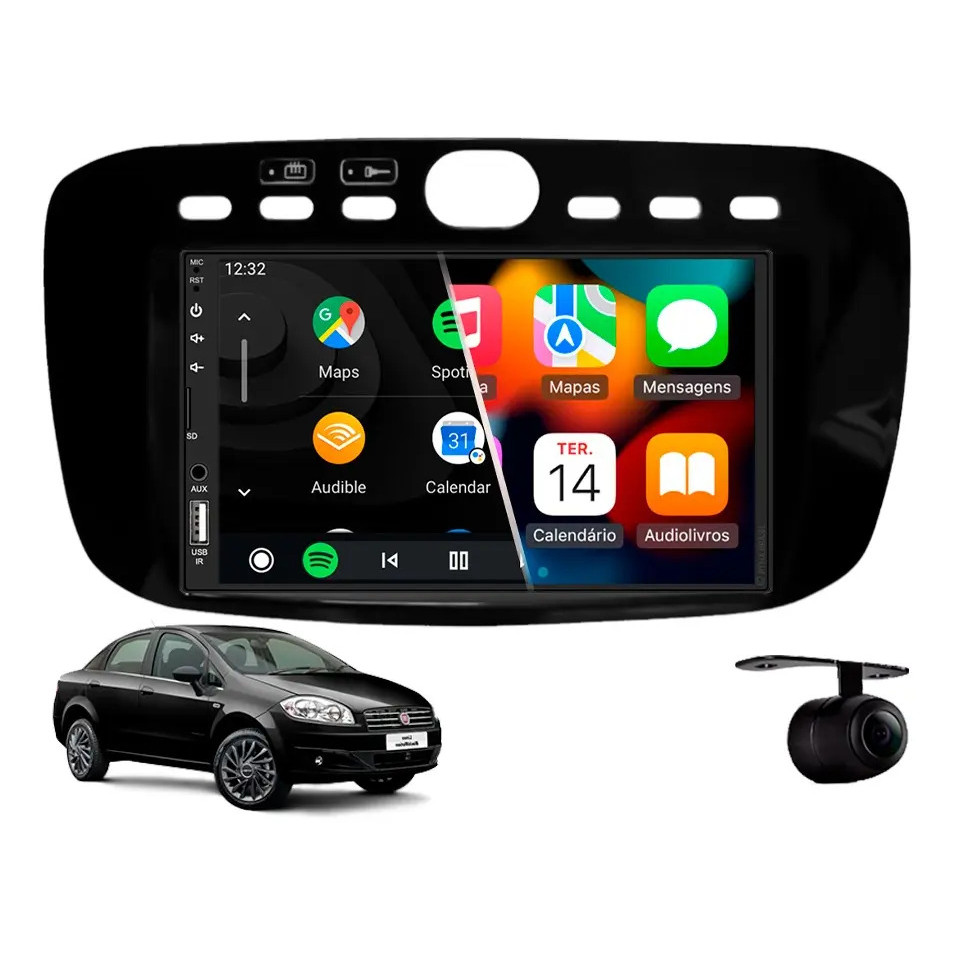 Central Multimídia Carplay Fiat Linea 2015 À 2017