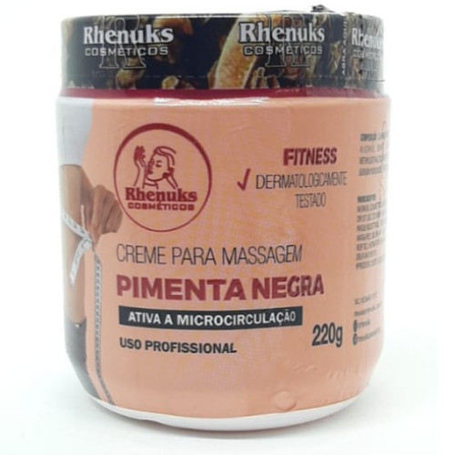 Creme para Massagem Queima Gordura  Pimenta Negra 200g Rhenuks