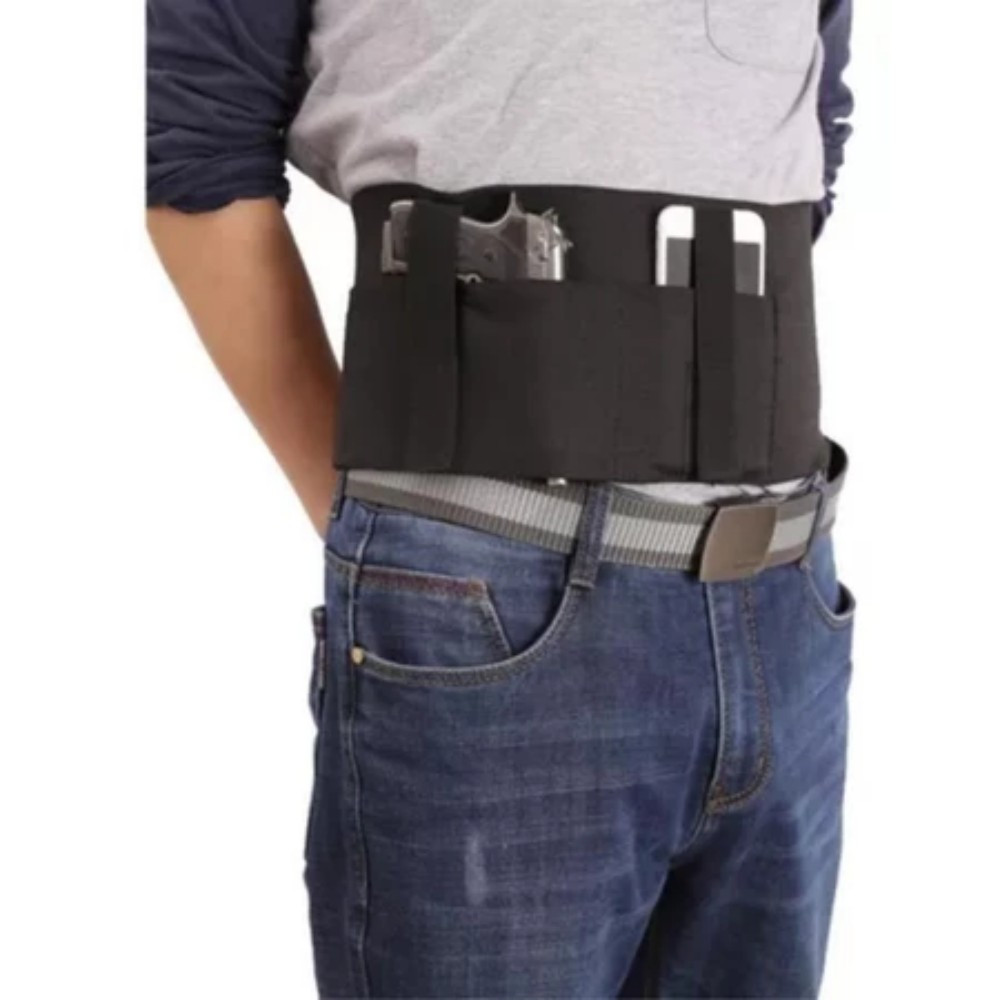 Coldre Universal para Pistola e Revólver – Cinta de Barriga Ajustável – Fixação Segura para Airsoft e Tiro Esportivo