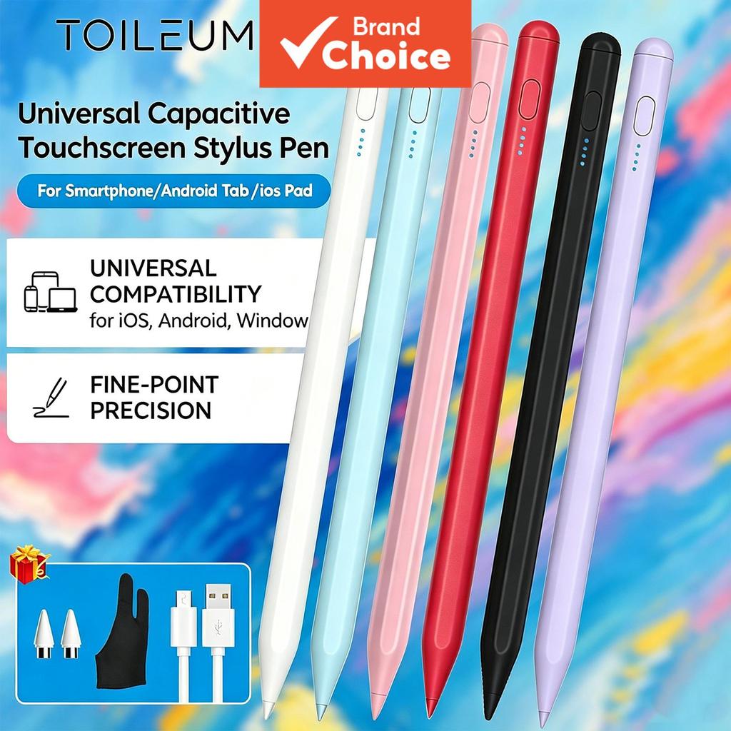 Caneta Stylus Touchscreen Capacitiva TOILEUM Universal + Pontas de Reposição + Luvas para Smartphone Android Tab Pad