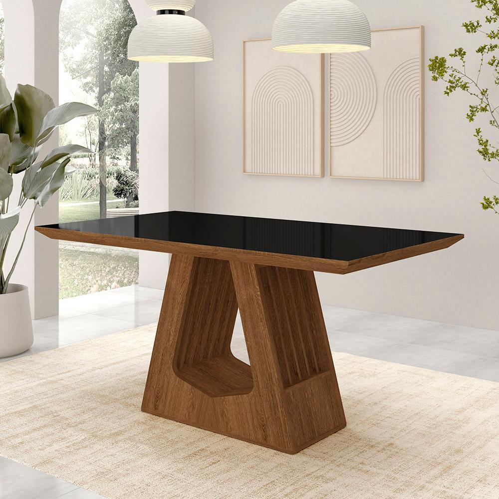 Mesa De Jantar 1,60m Santiago Tampo Mdf E Chanfrado Freijó/preto - M.a