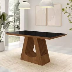 Mesa De Jantar 1,60m Santiago Tampo Mdf E Chanfrado Freijó/preto - M.a