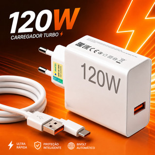 Carregador 120w Turbo Xiaomi Redmi Android Original Fonte Rápida Com Cabo Tipo C Para Lig…