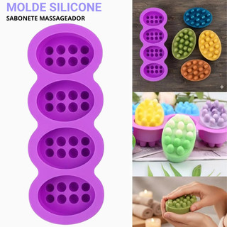 Molde Silicone Bolinhas 4 Cavidades Para Sabonete Massageador Saboaria Sabão Artesanal Resistente
