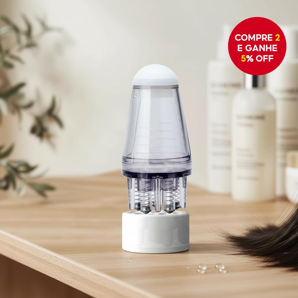 Pincel Massageador Portátil para Couro Cabeludo com Aplicador de Sérum para Crescimento de Cabelo, Óleo Líquido e