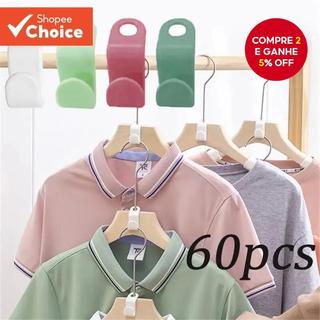 60pcs/set Conexão Cabide Plástico Gancho Empilhável Armazenamento Econômico Rack Multifun…