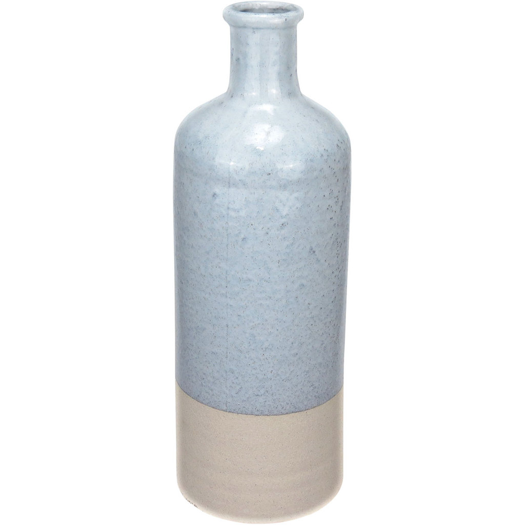 VASO DECORATIVO ENFEITE PLANTA APARADOR GARRAFA CERÂMICA 44x15x15cm CINZA