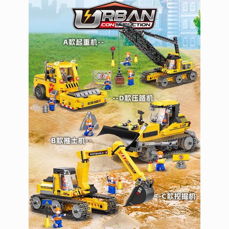 Carro de brinquedo compatível cidade engenharia veículo bloco de construção Bulldozer estrada rolo empilhadeira empilhad