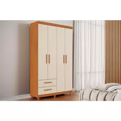 Guarda Roupa Solteiro 4 Portas e 2 Gavetas Canadá Plus Cinamomo/Off White - Conquista