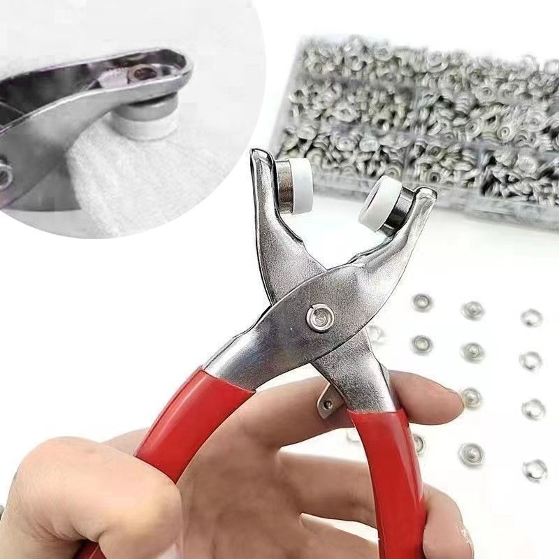 Alicate Aplicador Para Botao De Metal De Pressao Roupa Bebe com 150 botões de roupas