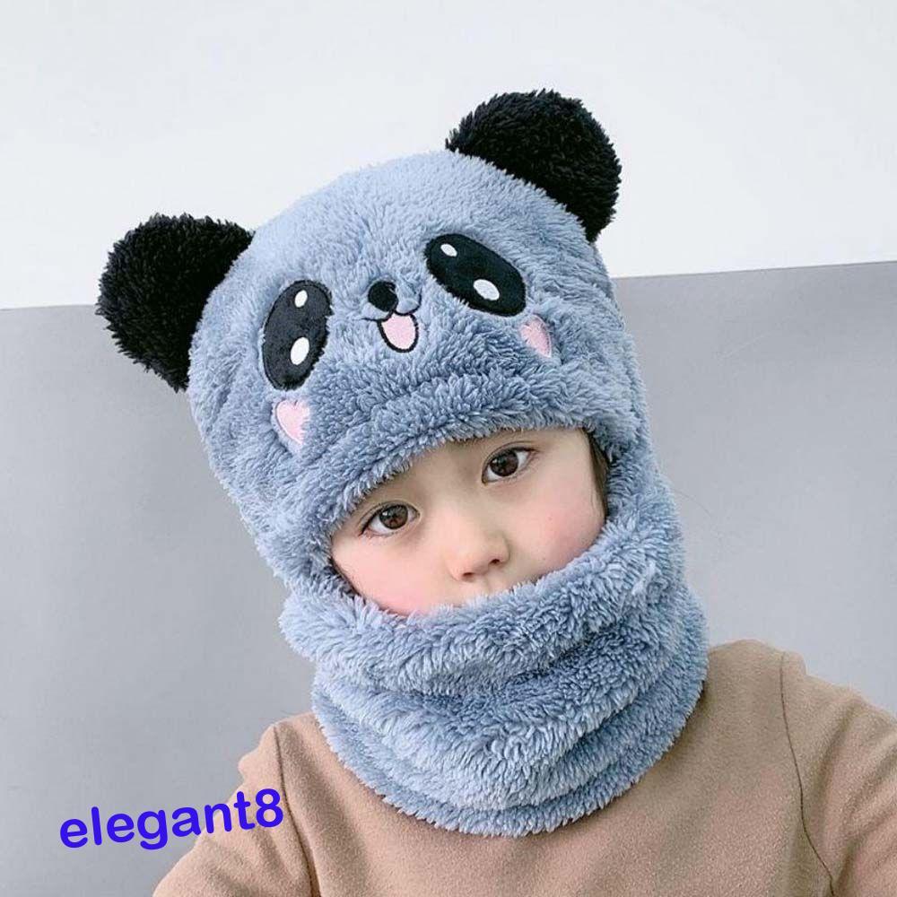 Elegante Boné Infantil De Caxemira Dentro Do Pescoço Mais Quente Capa Facial Completa Com Cachecol Meninas Meninos Chapé