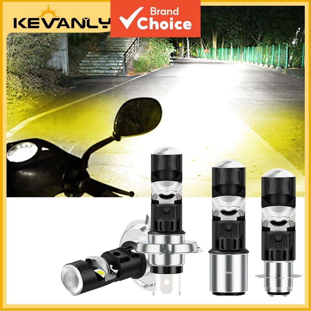 KEVANLY 1 peça farol de motocicleta P15D T19 H4 lente holofote branco + amarelo (carcaça preta)
