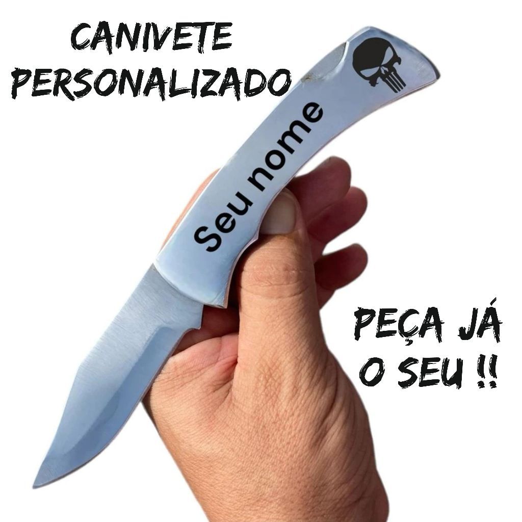 Canivete em Inox Personalizado com Clip de Bolso Discreto e Ótimo Fio de Corte